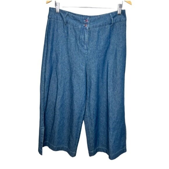 Vintage High Rise Wide Leg Denim Capris size 8 - Picture 1 of 6
